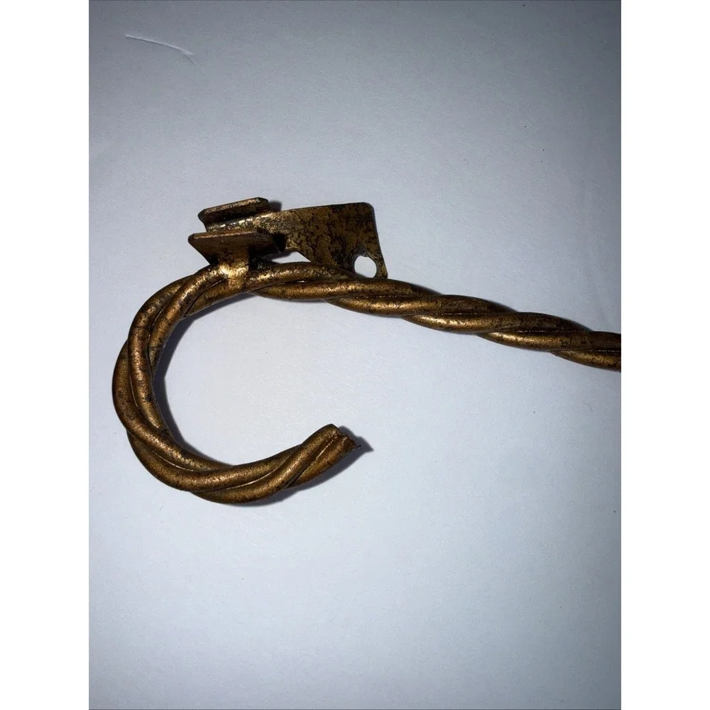 2 Vintage Twisted Rope Wall Shelf Brackets - Hollywood Regency Style -‎ Gold